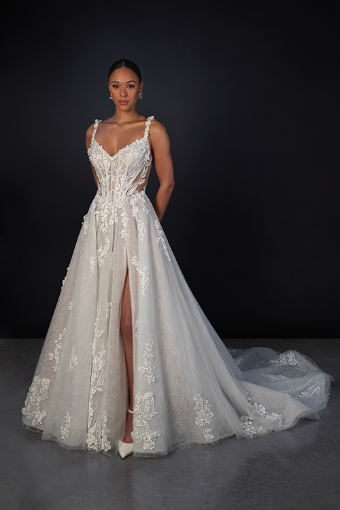 Martina Liana #ML1899 #0 default (IVIV-PL) Ivory Lace & Tulle over Ivory Gown w Porcelain Tulle Illusion thumbnail