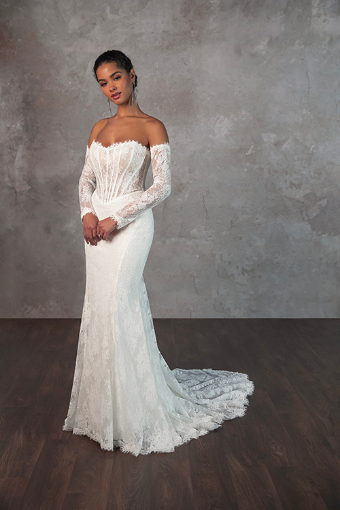Essense of Australia #D4287 - Unlined Dress Only #0 default (IV-IVR) Ivory Lace and Tulle over Ivory Gown thumbnail