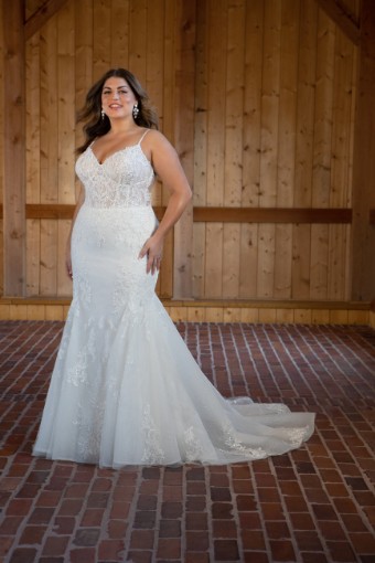 Essense of Australia #D3502IQ #2 (IVIV-PL) Ivory Lace & Tulle ov Ivory Gown w Porcelain Tulle Illusion thumbnail