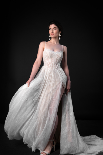 Martina Liana #ML1945 #2 default (IV-RM) IVORY LACE AND TULLE OVER RUM GOWN thumbnail