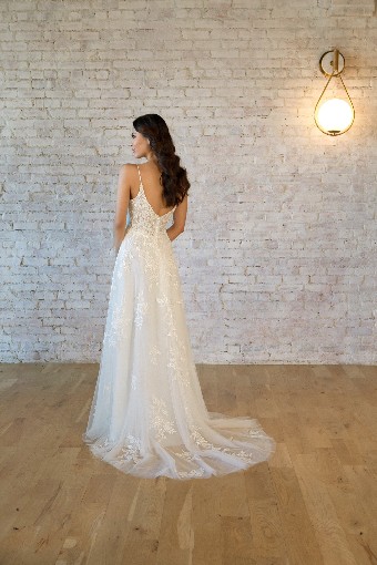 Essense of Australia #7447 #1 (IVBC-PL) Ivory Lace & Tulle ov Biscotti Gown w Porcelain Tulle Plunge thumbnail