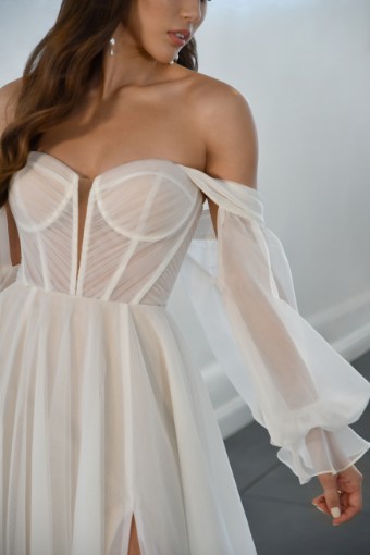 Martina Liana #1497 #4 default (IVRM-PL) Ivory Tulle & Royal Organza ov Rum Gown w PLN Tulle Plunge thumbnail