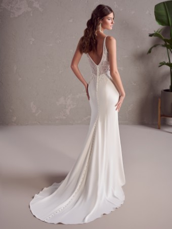 Rebecca Ingram #JENROSE (24RS196A01) #2 Ivory/Silver Accent (gown with Natural Center Front Illusion) thumbnail