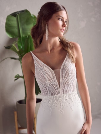 Rebecca Ingram #JENROSE (24RS196A01) #1 Ivory/Silver Accent (gown with Natural Center Front Illusion) thumbnail