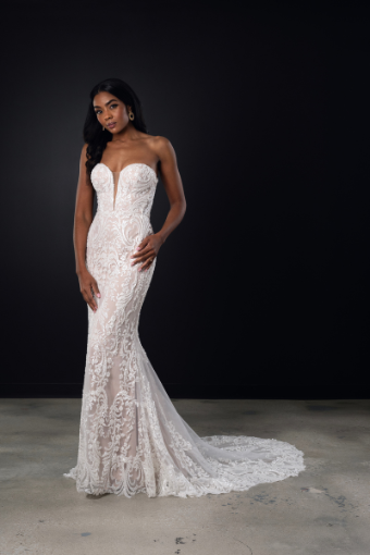 Martina Liana #1788 #0 default (IVRM-PL) Ivory Lace and Tulle over Rum Gown w Porcelain Tulle Plunge thumbnail