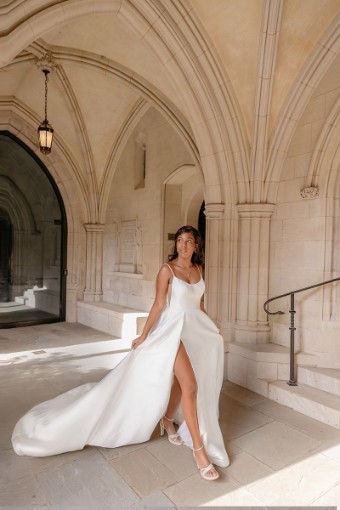 Essense of Australia #D3460 #0 default (IV-PL) Ivory Gown w Porcelain Tulle Plunge thumbnail