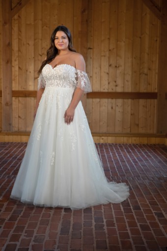 Essense of Australia #D3529 #8 default (IV-BC) Ivory Lace Tulle and Regal Organza over Biscotti Gown thumbnail