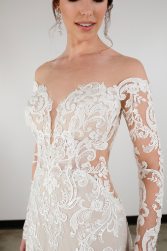 Essense of Australia #D3961 #2 default (IVRM-PL) Ivory Lace & Tulle over Rum Gown w Porcelain Tulle Illusion thumbnail