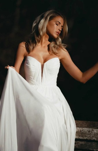 Essense of Australia #D3824 #1 (IV-PL) Ivory Gown with Porcelain Tulle Plunge thumbnail