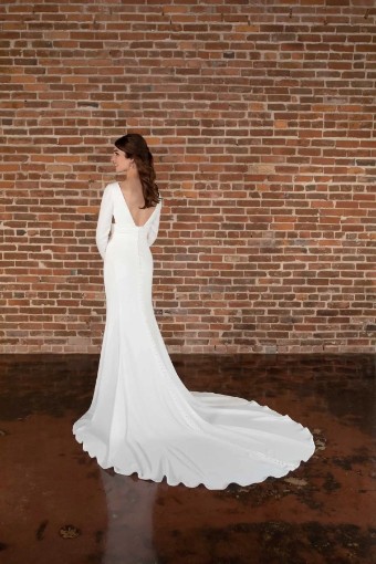 Essense of Australia #D3802 - Long Sleeves #1 default (IV-PL) Ivory Gown w Porcelain Tulle Plunge thumbnail