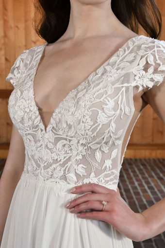 Essense of Australia #D3621 #2 default (IV-PL) Ivory Gown w Porcelain Tulle Plunge thumbnail