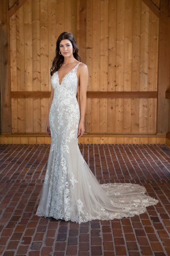 Essense of Australia #D3657IQ #0 default (IVIV-PL) Ivory Lace & Tulle over Ivory Gown w Porcelain Tulle Illusion thumbnail