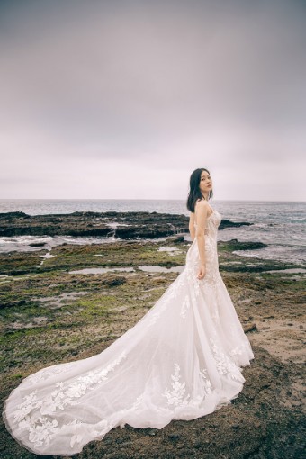 Essense of Australia #D3393CQ #2 default (IVIV-PL) IVR Lace & Tulle ov IVR Gown w PLN Front Bod Lining & Plunge thumbnail
