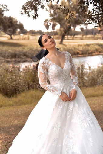 Essense of Australia #D3358CQLS #0 default (IV-IV) Ivory Lace Tulle and Regency Organza over Ivory Gown thumbnail