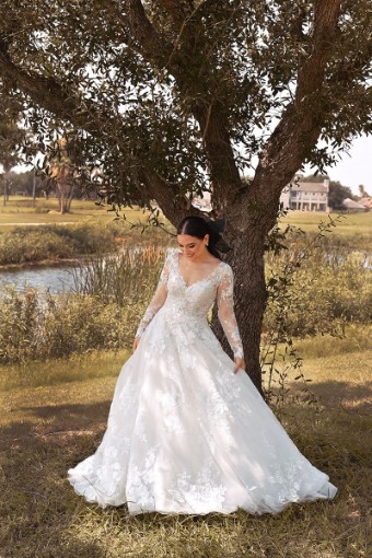 Essense of Australia #D3358CQLS #2 default (IV-IV) Ivory Lace Tulle and Regency Organza over Ivory Gown thumbnail