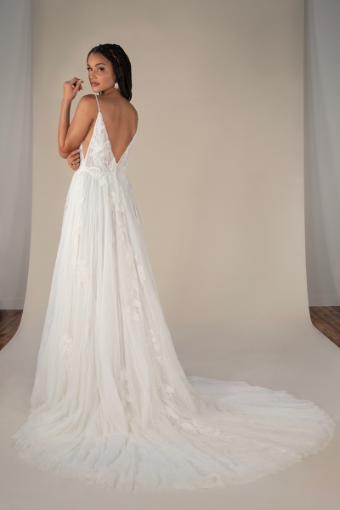 All Who Wander #GEORGI #1 (IVSD-PL) IVR EMBROIDERY & TULLE OVER SAND GOWN W PORCELAIN TULLE PLNG thumbnail