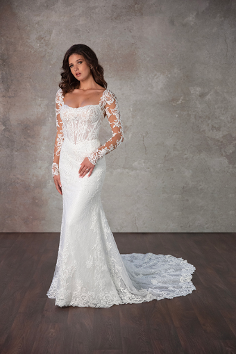 Essense of Australia #D4172 #2 default (IVIV-PL) IVR LACE & TULLE OV IVORY GOWN W PLN TULLE ILLUSION & SLEEVES thumbnail