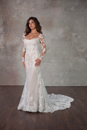 Essense of Australia #D4172 #0 default (IVIV-PL) IVR LACE & TULLE OV IVORY GOWN W PLN TULLE ILLUSION & SLEEVES thumbnail